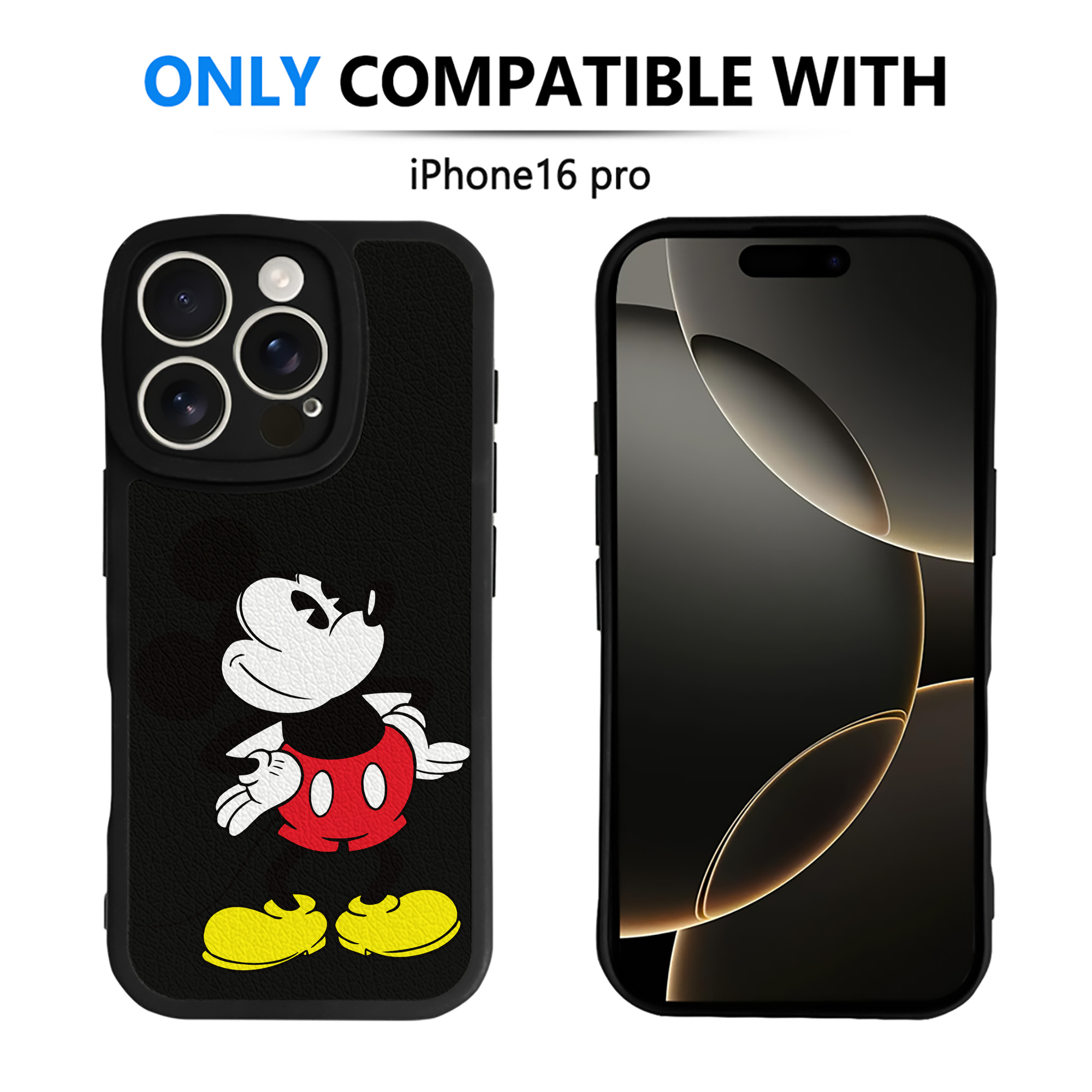 （画像用） ミッキーマウス Mickey Mouse 【iPhone 16シリーズ対応】シリコンスマホケース（レザー調） 材質：シリコン